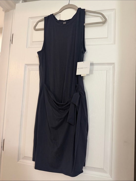Beyond Yoga Dresses & Skirts - Beyond Yoga Navy Sleeveless Midi Dress with Side Knot